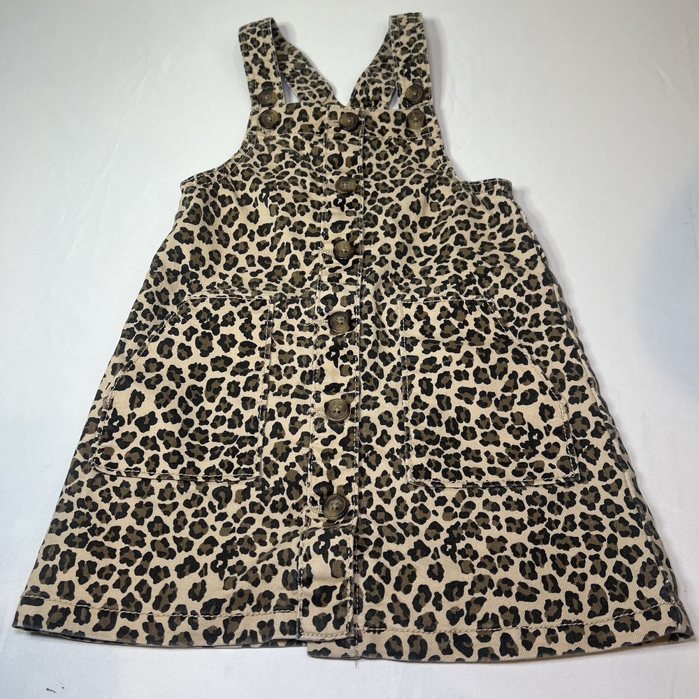 Wonder‎ Nation Denim Jumper Size 4T Brown Animal Print Pockets
